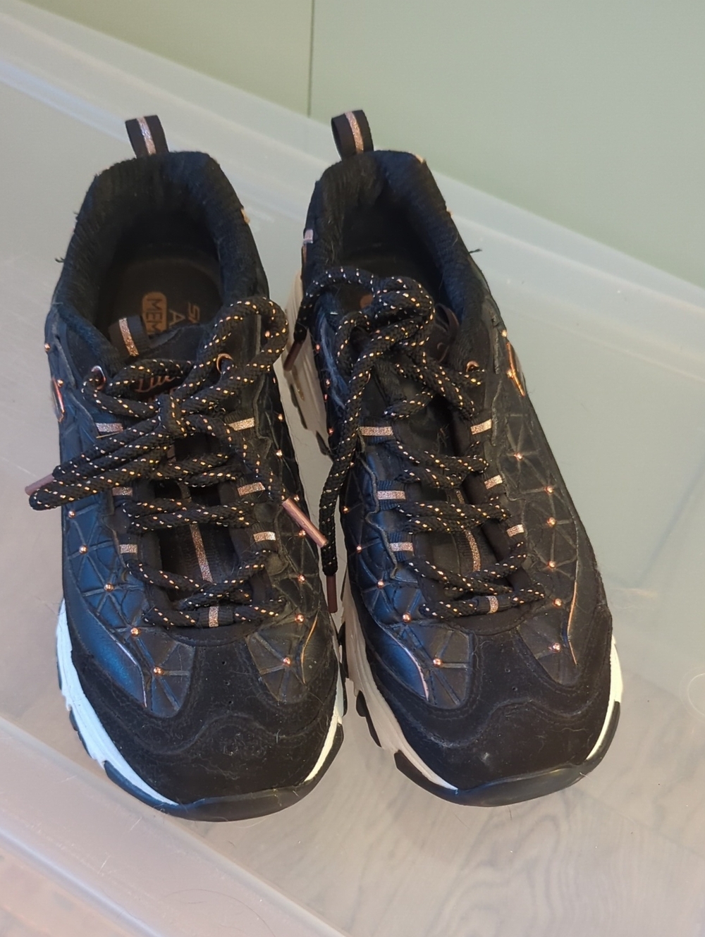 Skechers Black Sneakers with Rose Gold Accents